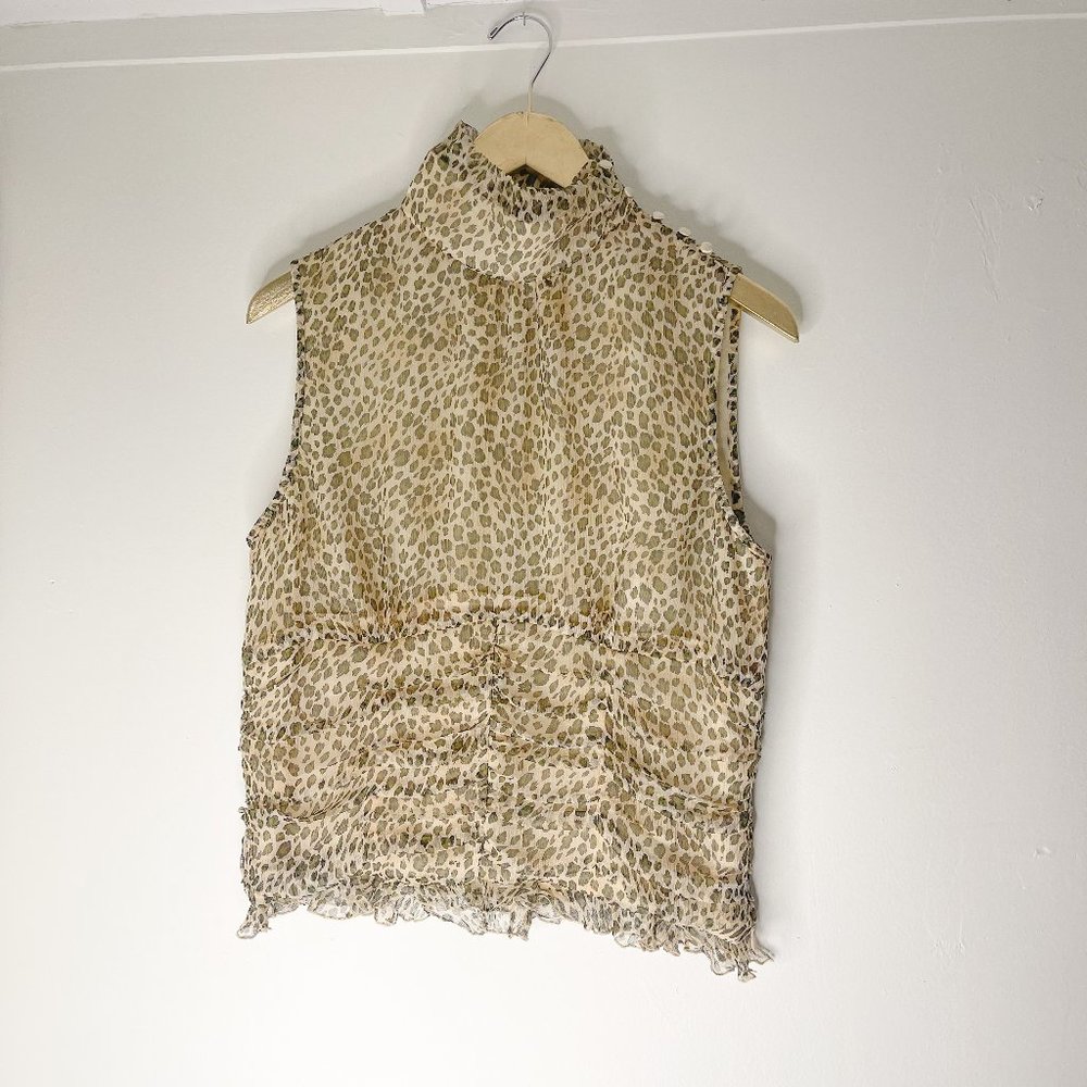 W.D.N.Y Silk Leopard Print Sleeveless Top Sz L